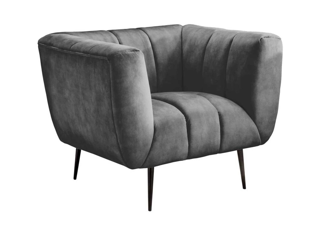 Fauteuil en velours gris et métal noir Empire