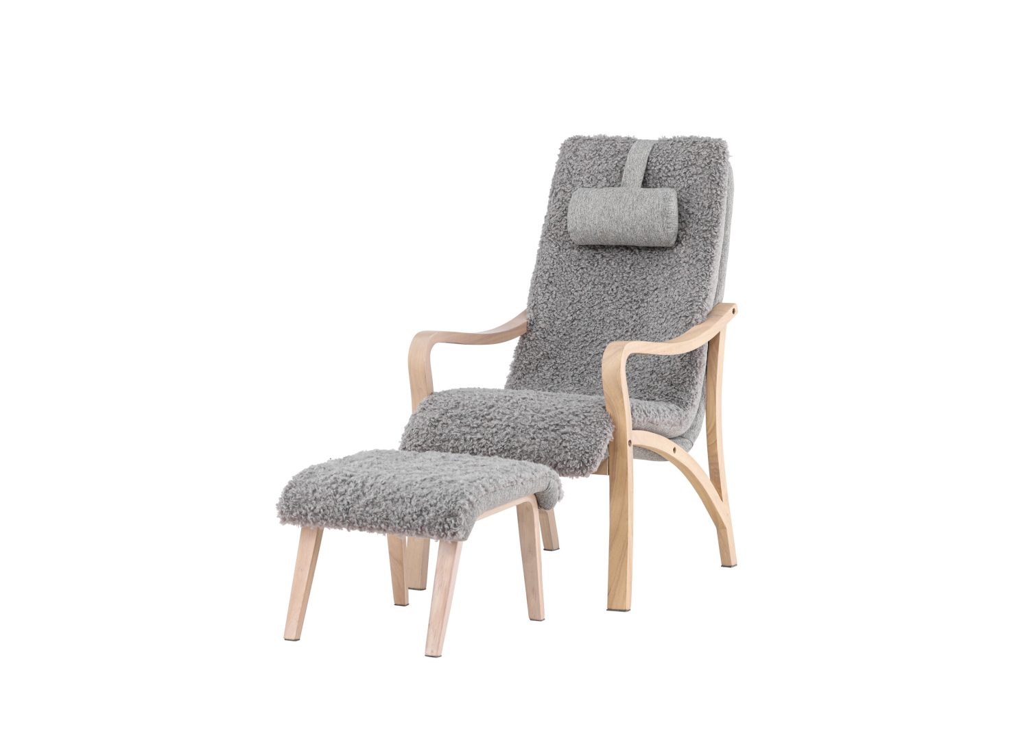 Fauteuil Fårö en tissu gris clair vu sous un autre angle