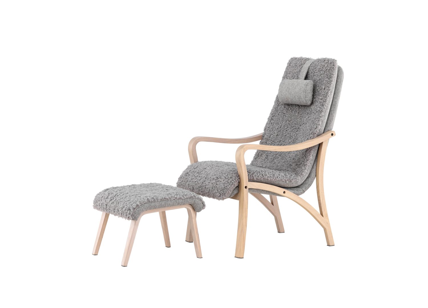 Vue produit du fauteuil Fårö en tissu gris clair
