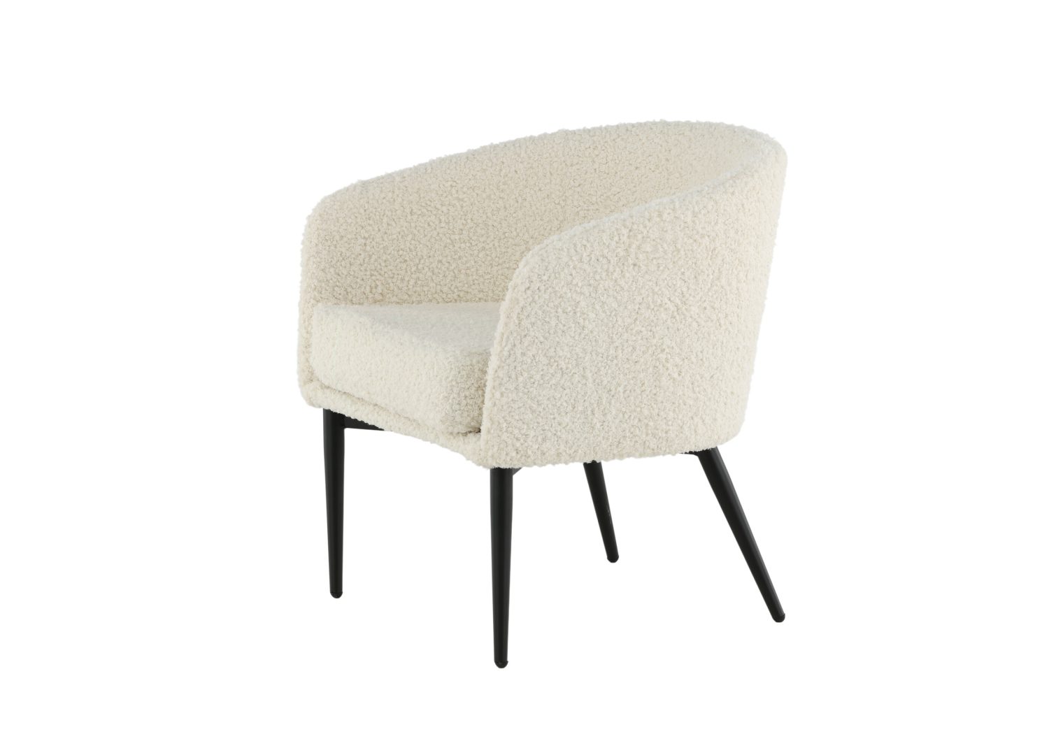 Vue produit du fauteuil Fluffy en tissu teddy blanc