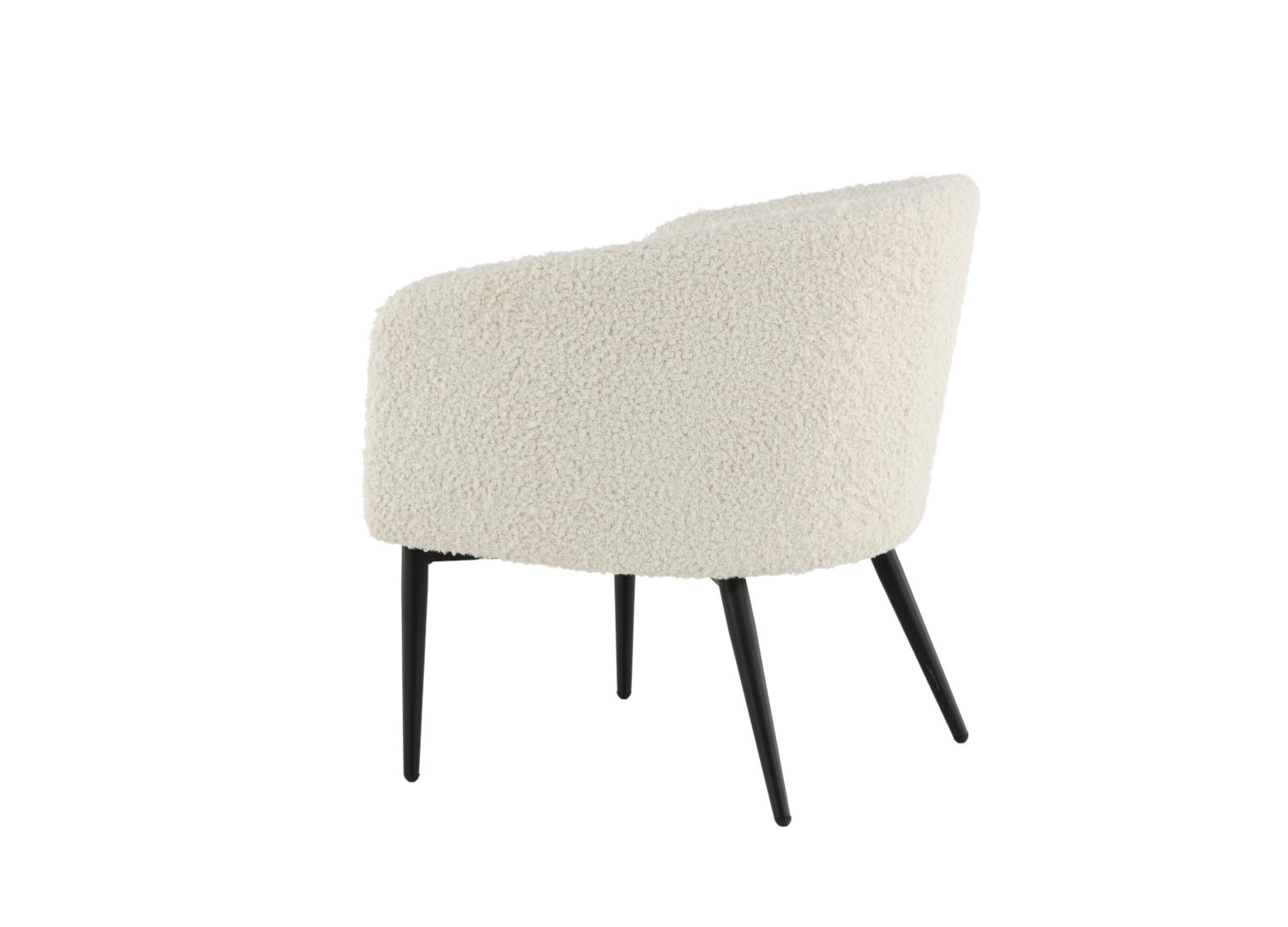 Fauteuil Fluffy en tissu teddy blanc vu sous un autre angle