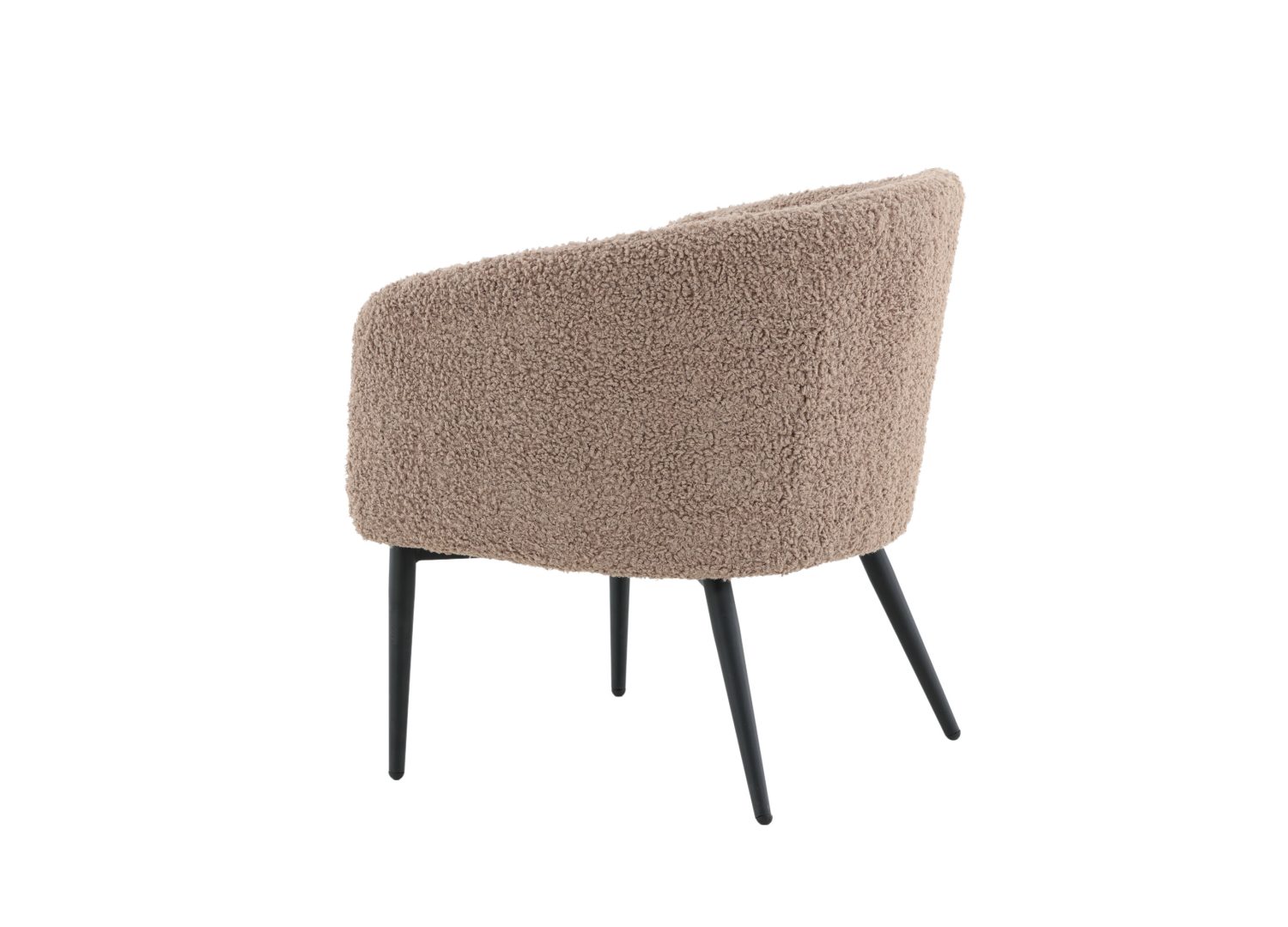 Fauteuil Fluffy en tissu teddy marron vu sous un autre angle