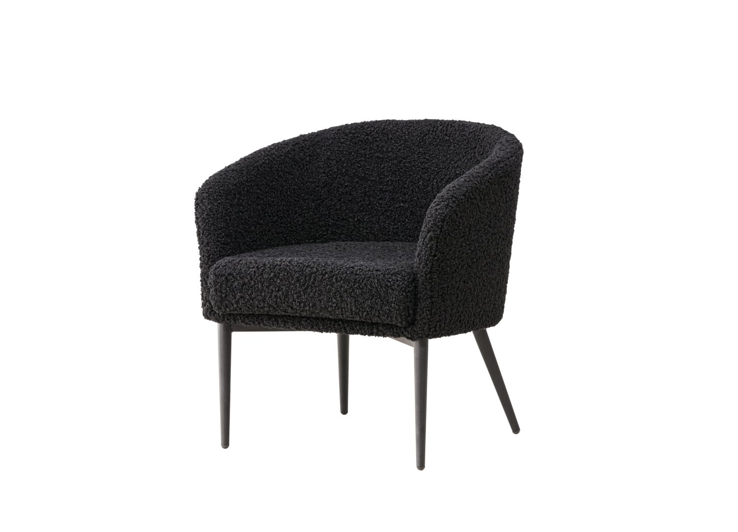 Fauteuil Fluffy en tissu teddy noir vu sous un autre angle