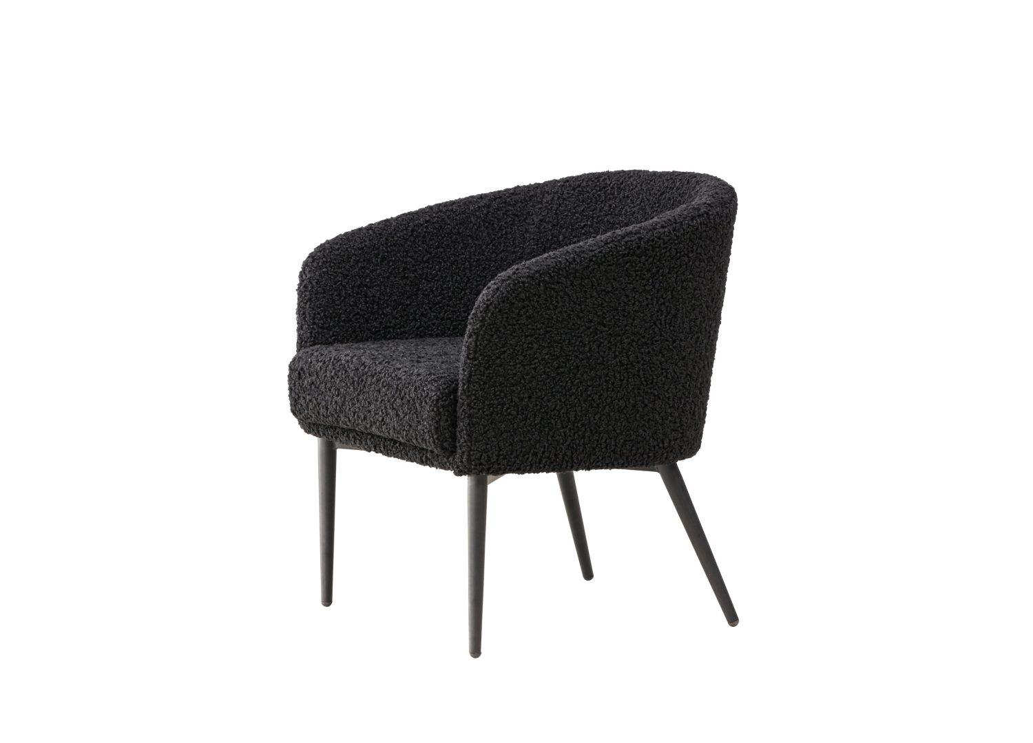 Vue produit du fauteuil Fluffy en tissu teddy noir