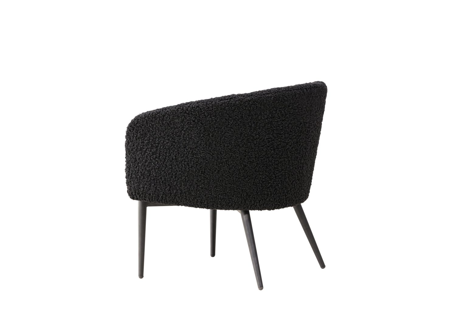 Fauteuil Fluffy en tissu teddy noir vu sous un autre angle