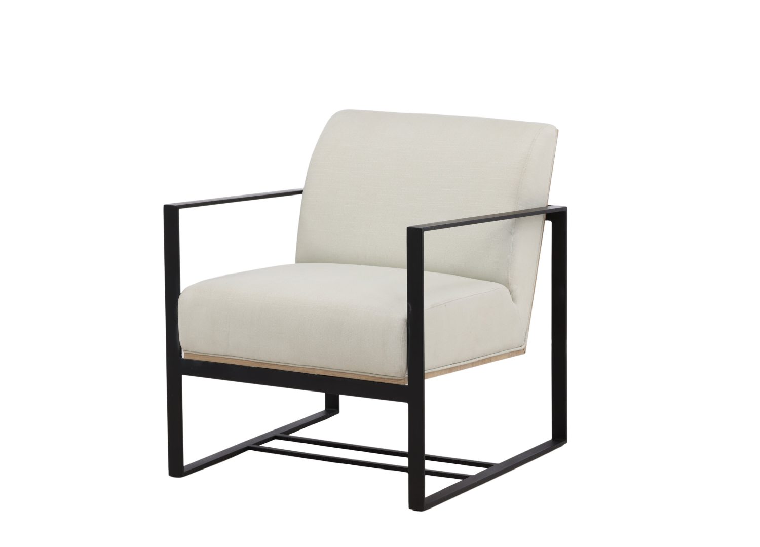 Fauteuil Kansas en tissu effet lin blanc cassé vu sous un autre angle