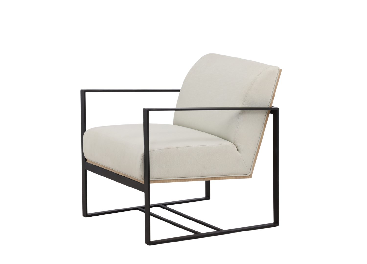 Vue produit du fauteuil Kansas en tissu effet lin blanc cassé