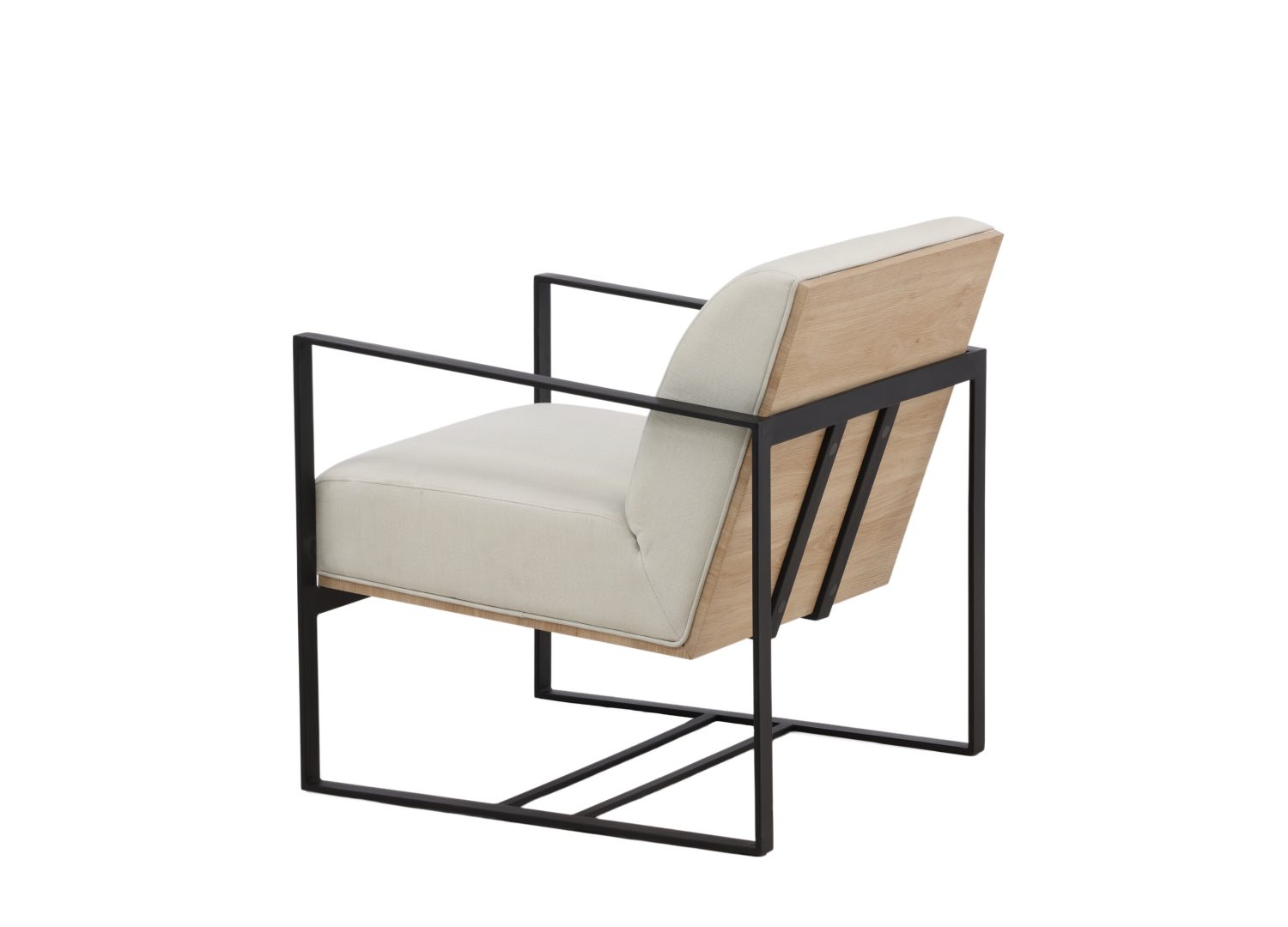 Fauteuil Kansas en tissu effet lin blanc cassé vu sous un autre angle