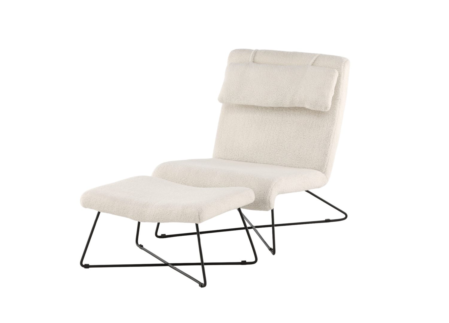 Fauteuil Laconia en tissu bouclé blanc vu sous un autre angle