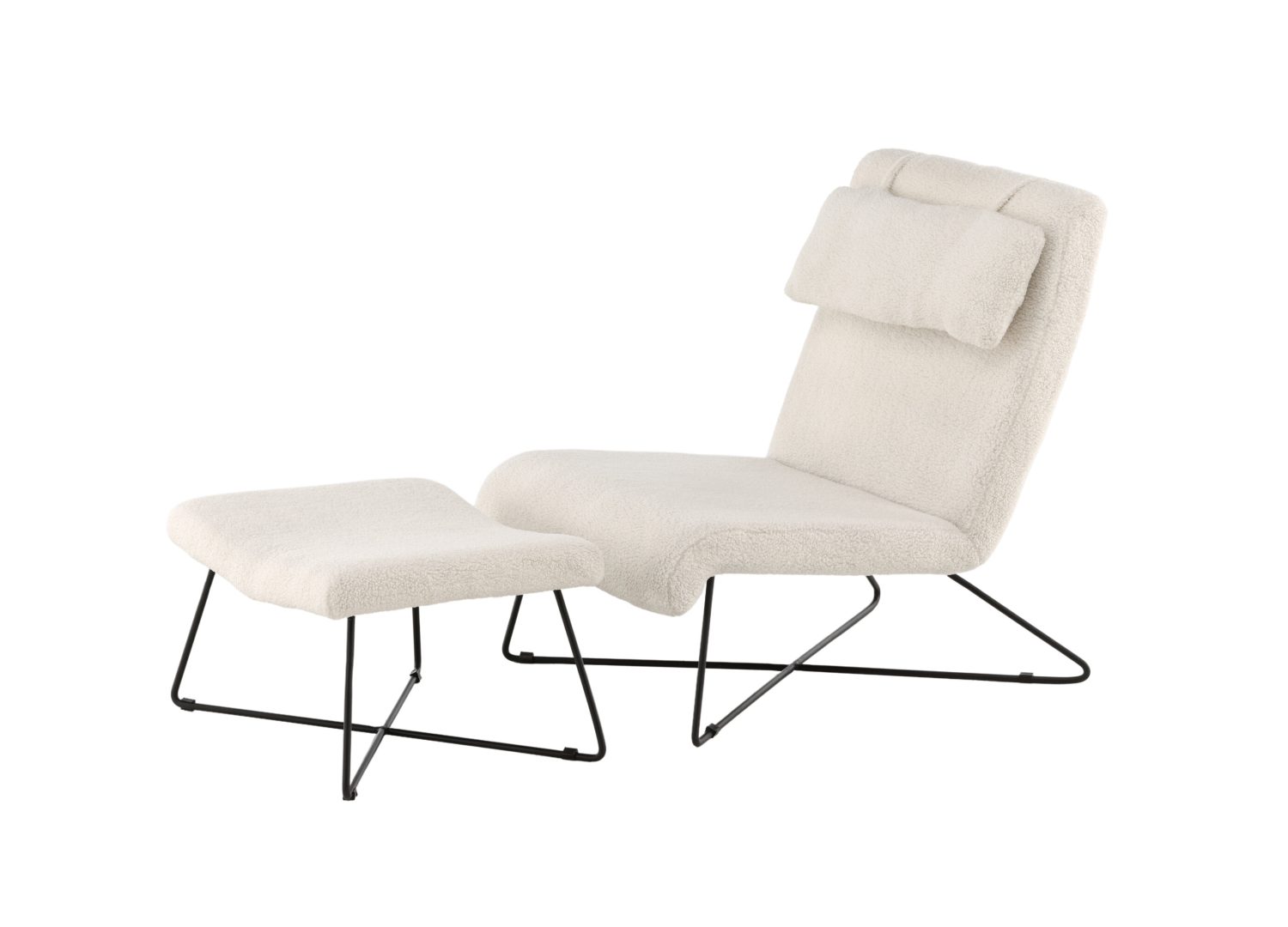 Vue produit du fauteuil Laconia en tissu bouclé blanc