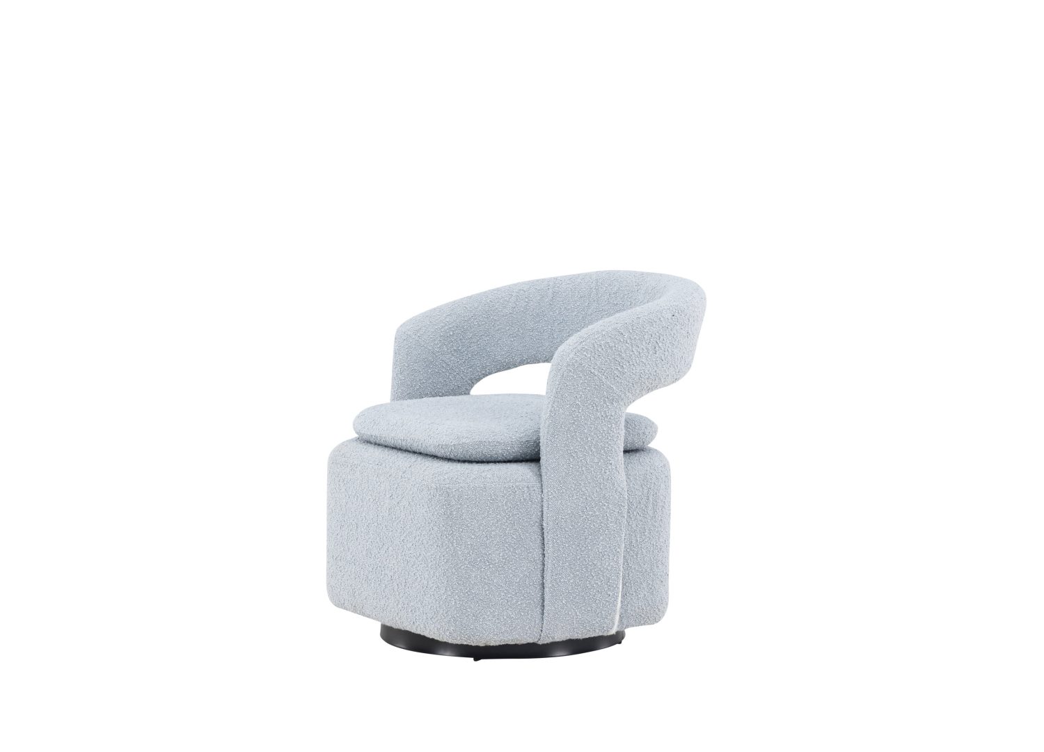 Vue produit du fauteuil Laurel en tissu bouclé bleu clair