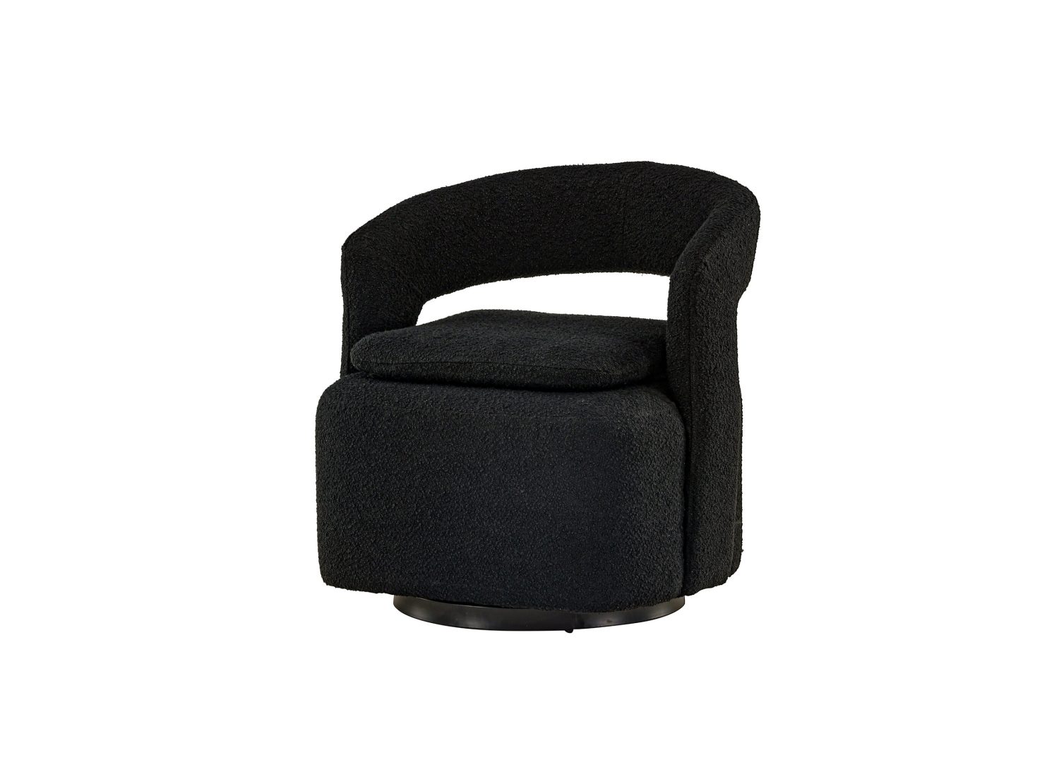 Fauteuil Laurel en tissu bouclé noir vu sous un autre angle