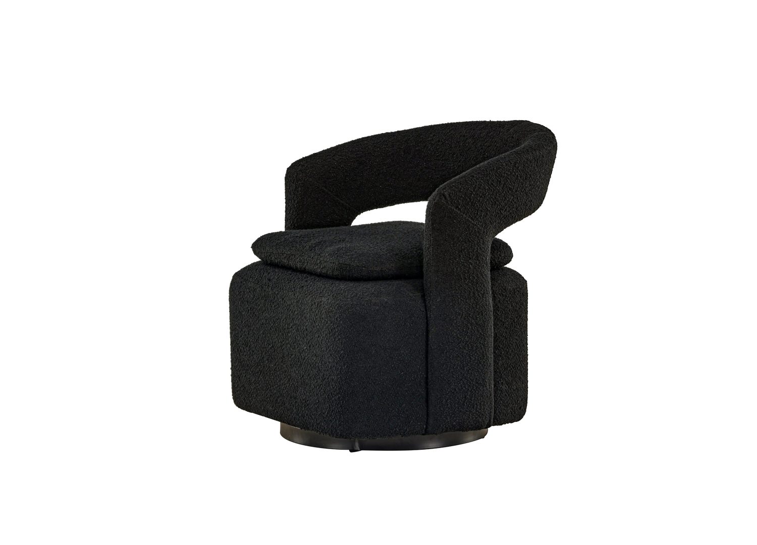 Vue produit du fauteuil Laurel en tissu bouclé noir