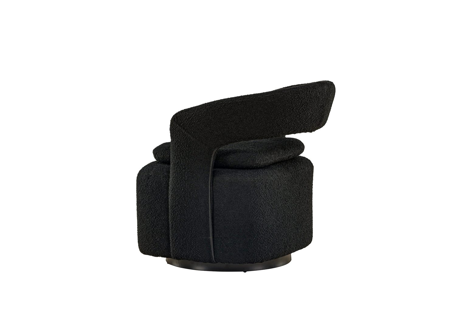 Fauteuil Laurel en tissu bouclé noir vu sous un autre angle