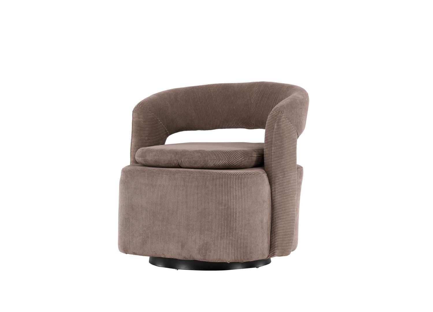 Fauteuil Laurel en tissu marron vu sous un autre angle