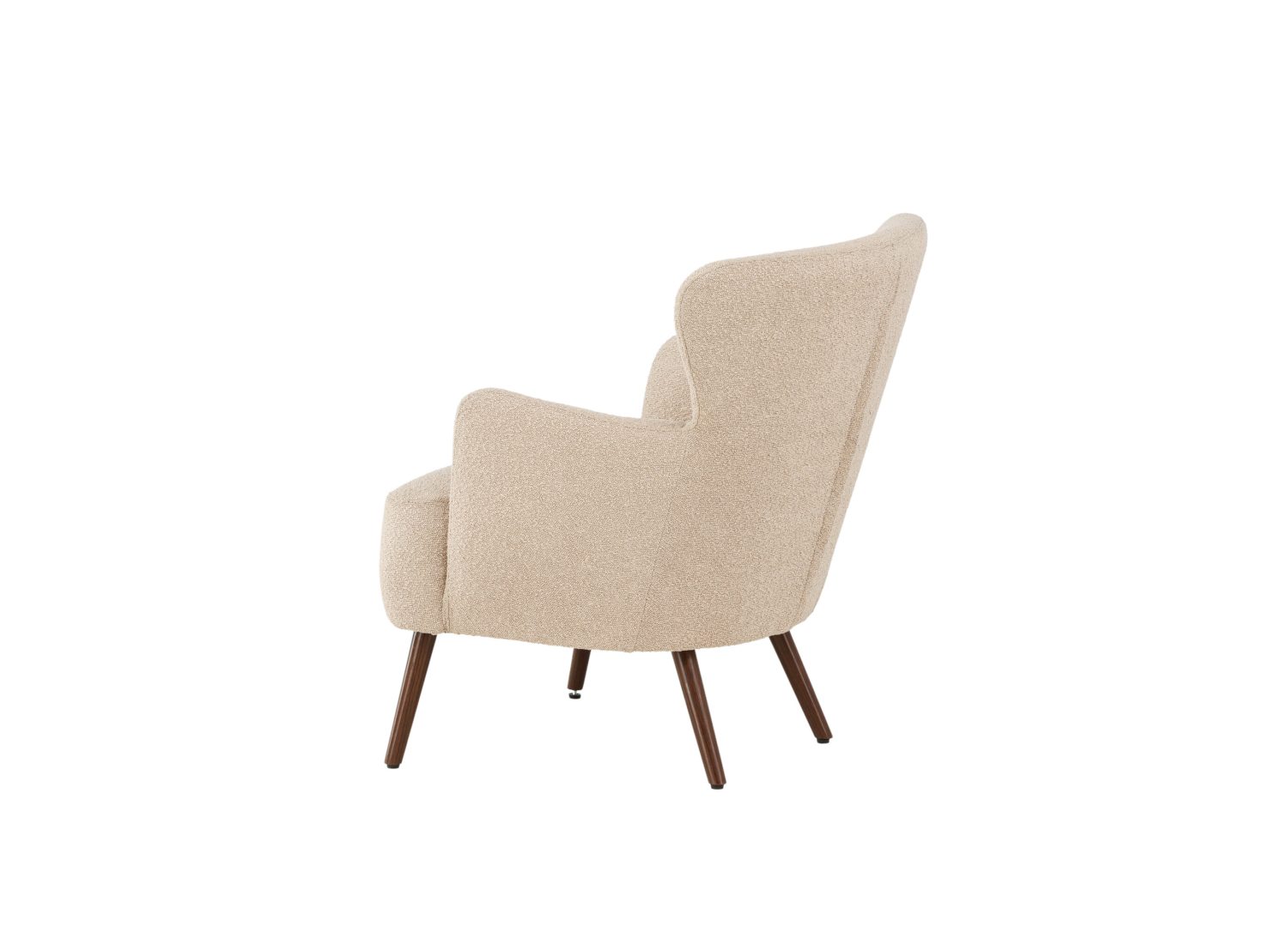 Fauteuil Lincoln en tissu bouclé beige vu sous un autre angle