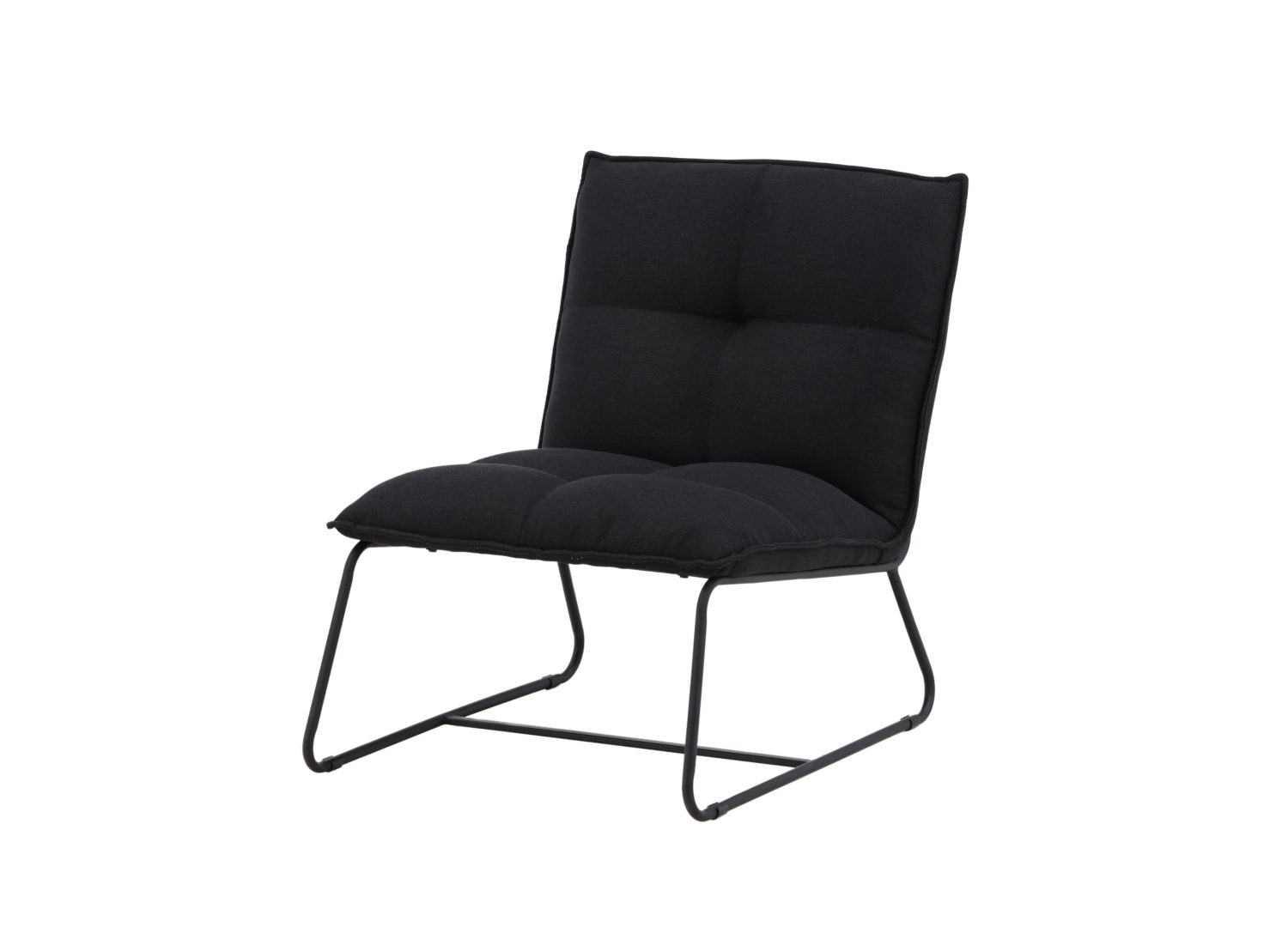 Fauteuil Madison en tissu effet lin noir vu sous un autre angle