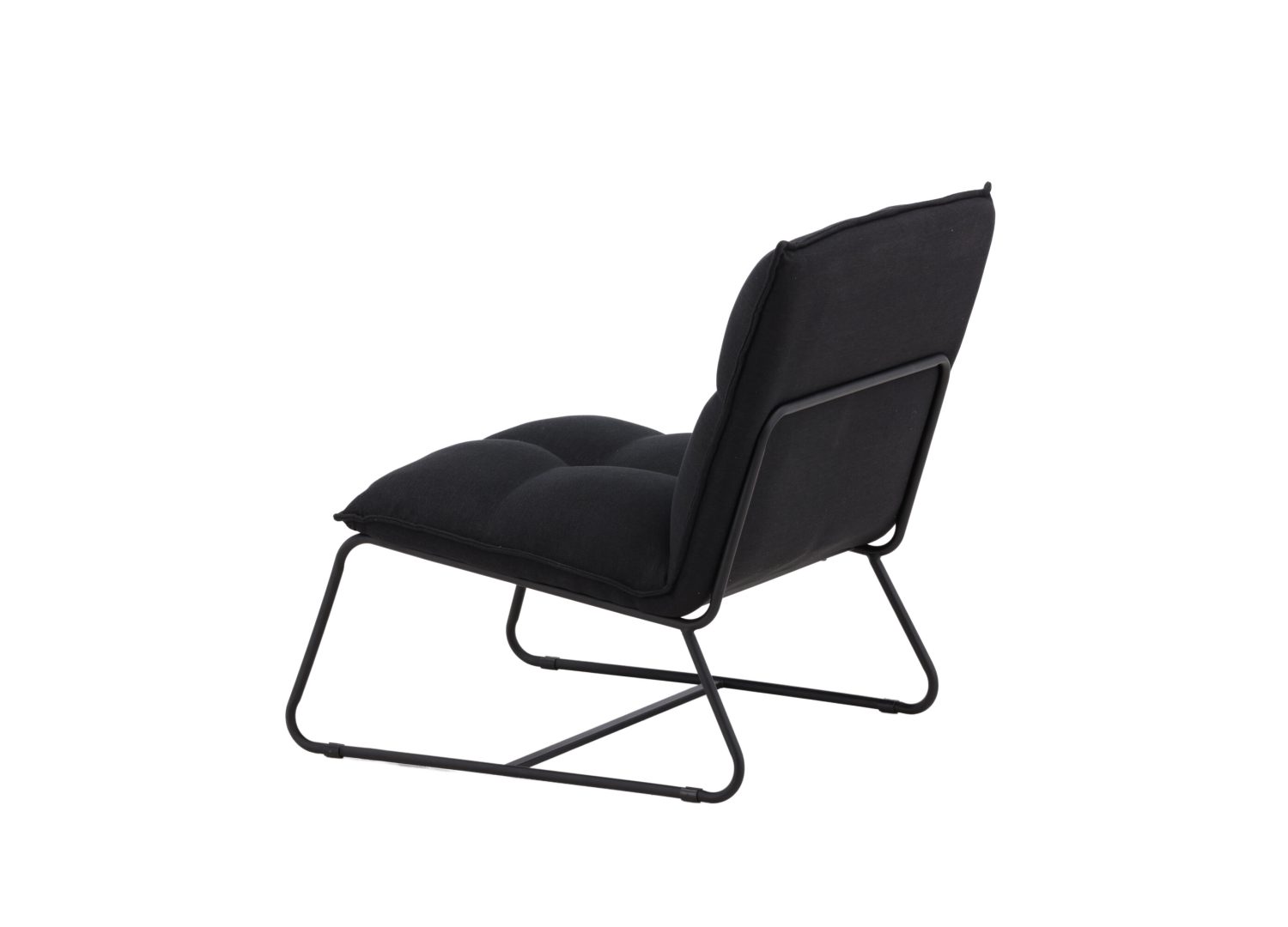 Fauteuil Madison en tissu effet lin noir vu sous un autre angle