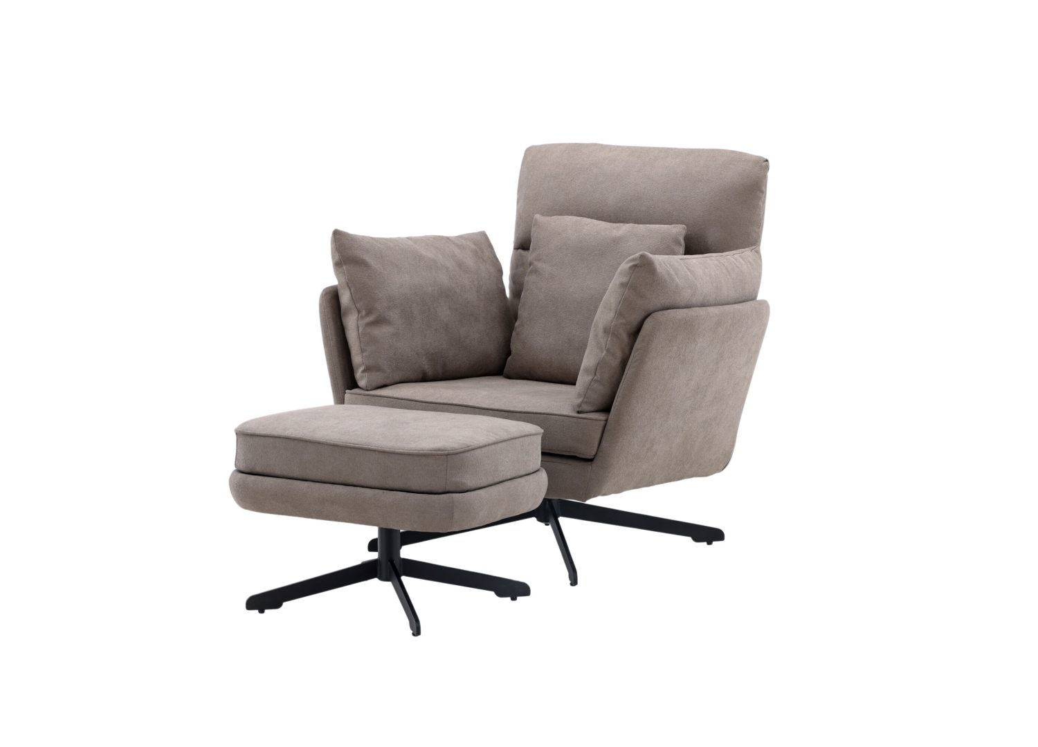 Fauteuil Madrid en tissu bouclé gris vu sous un autre angle