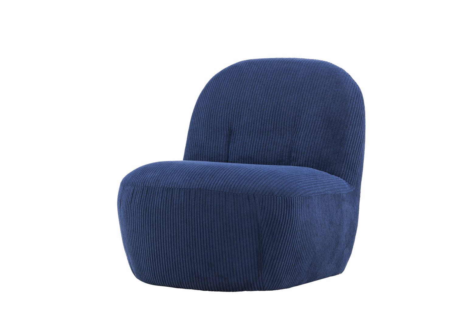 Fauteuil Mahla en tissu bleu marine vu sous un autre angle
