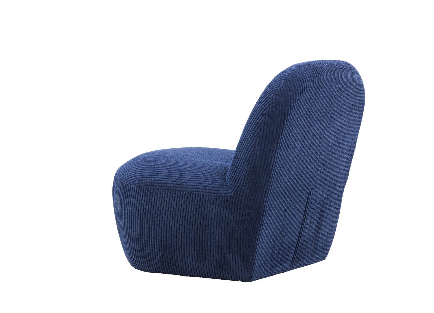 Fauteuil Mahla en tissu bleu marine vu sous un autre angle