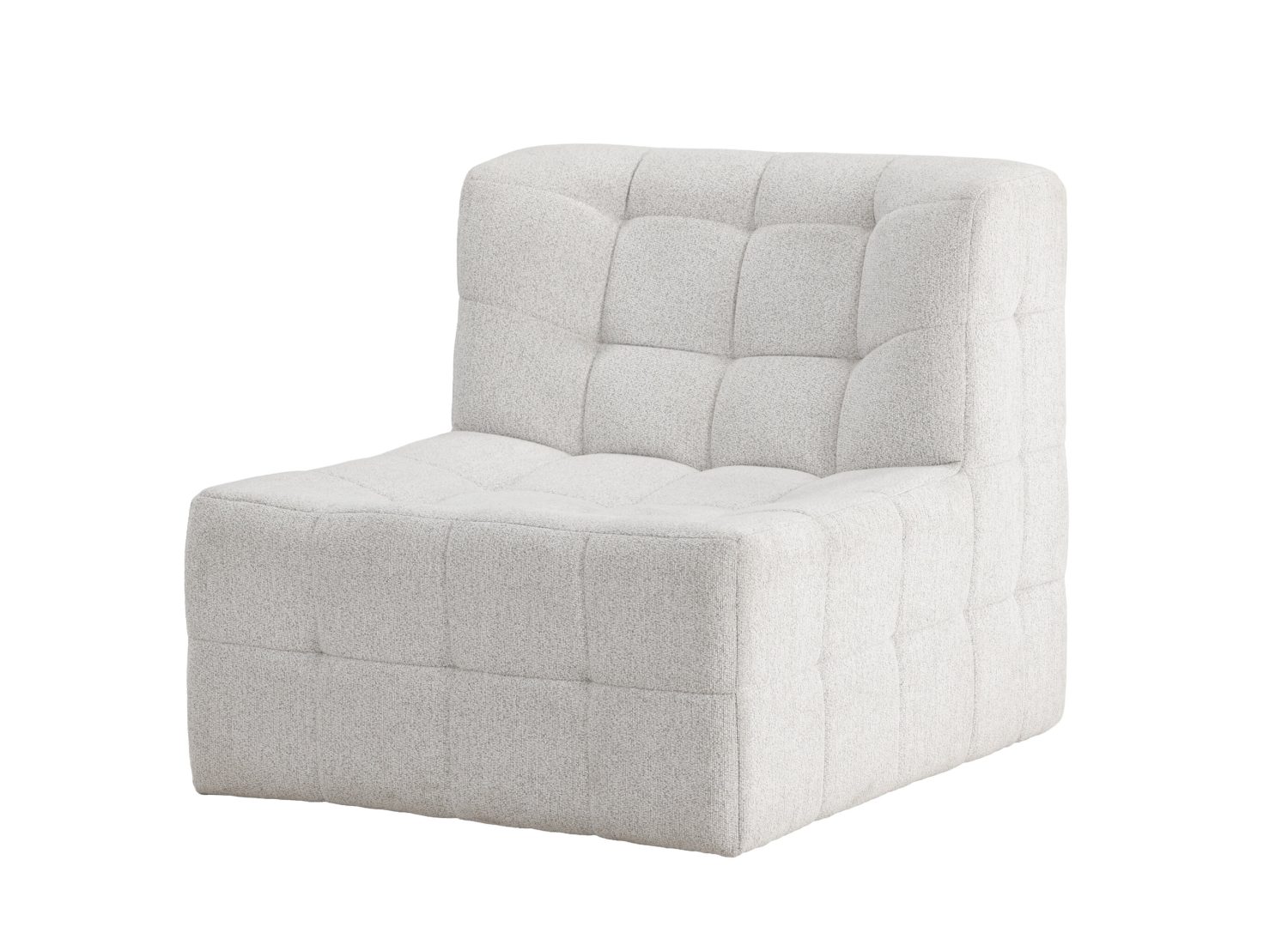Fauteuil Malou en tissu beige vu sous un autre angle