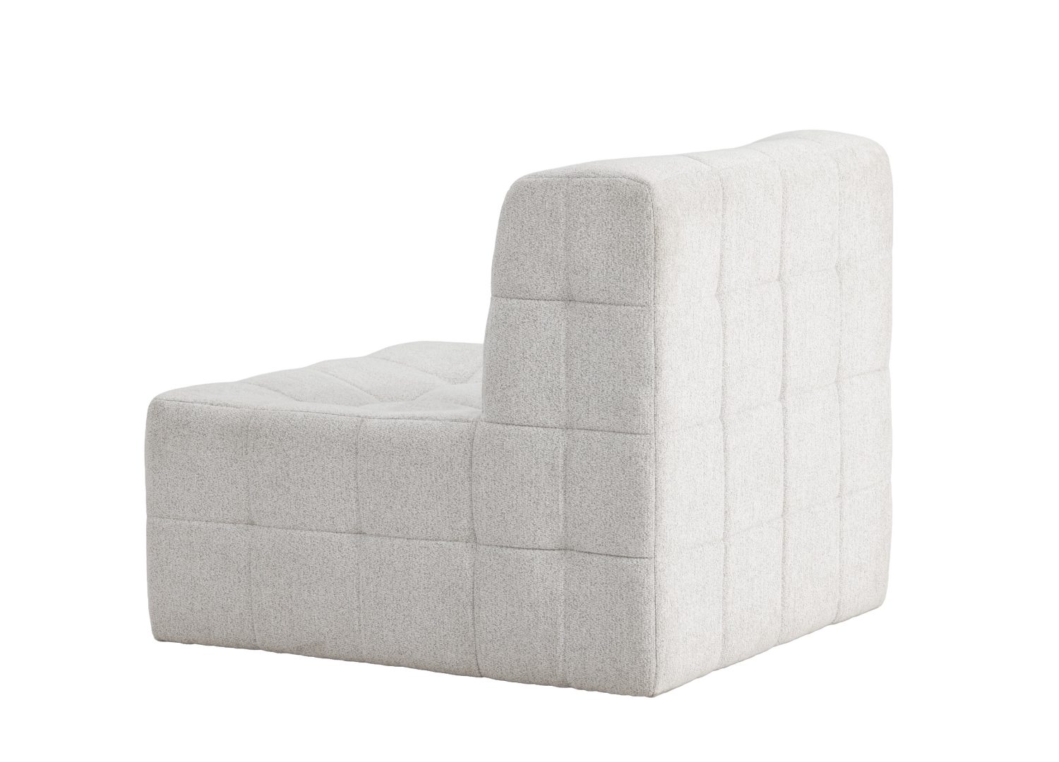 Fauteuil Malou en tissu beige vu sous un autre angle