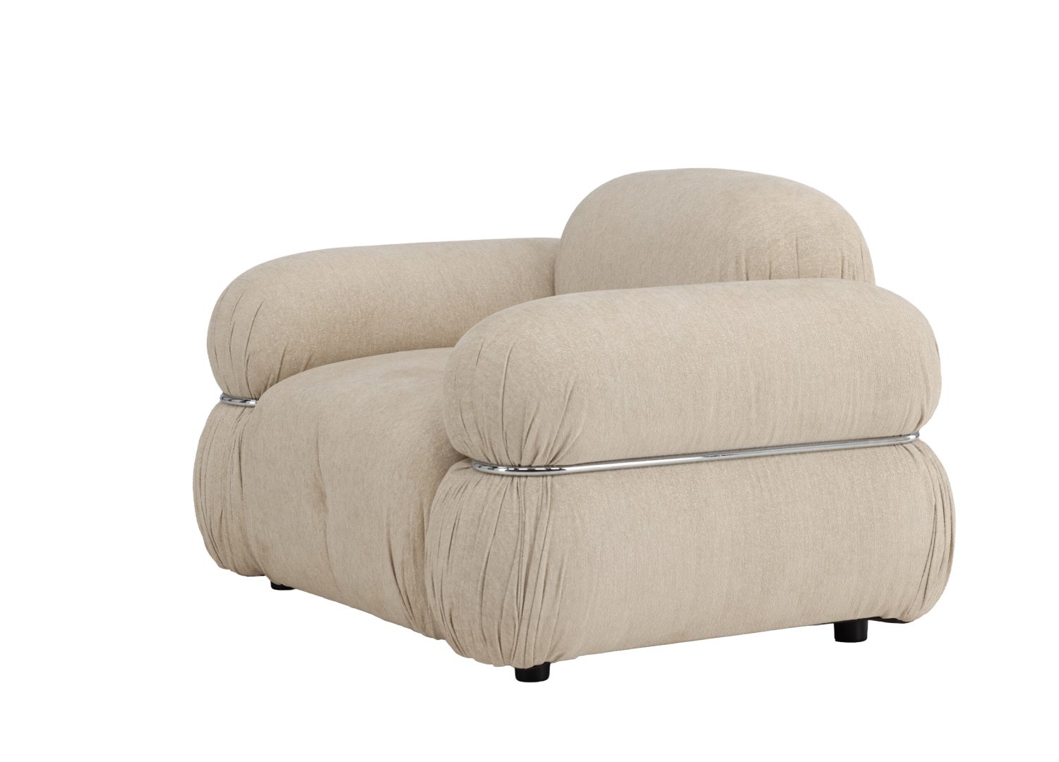 Vue produit du fauteuil Mika en tissu beige