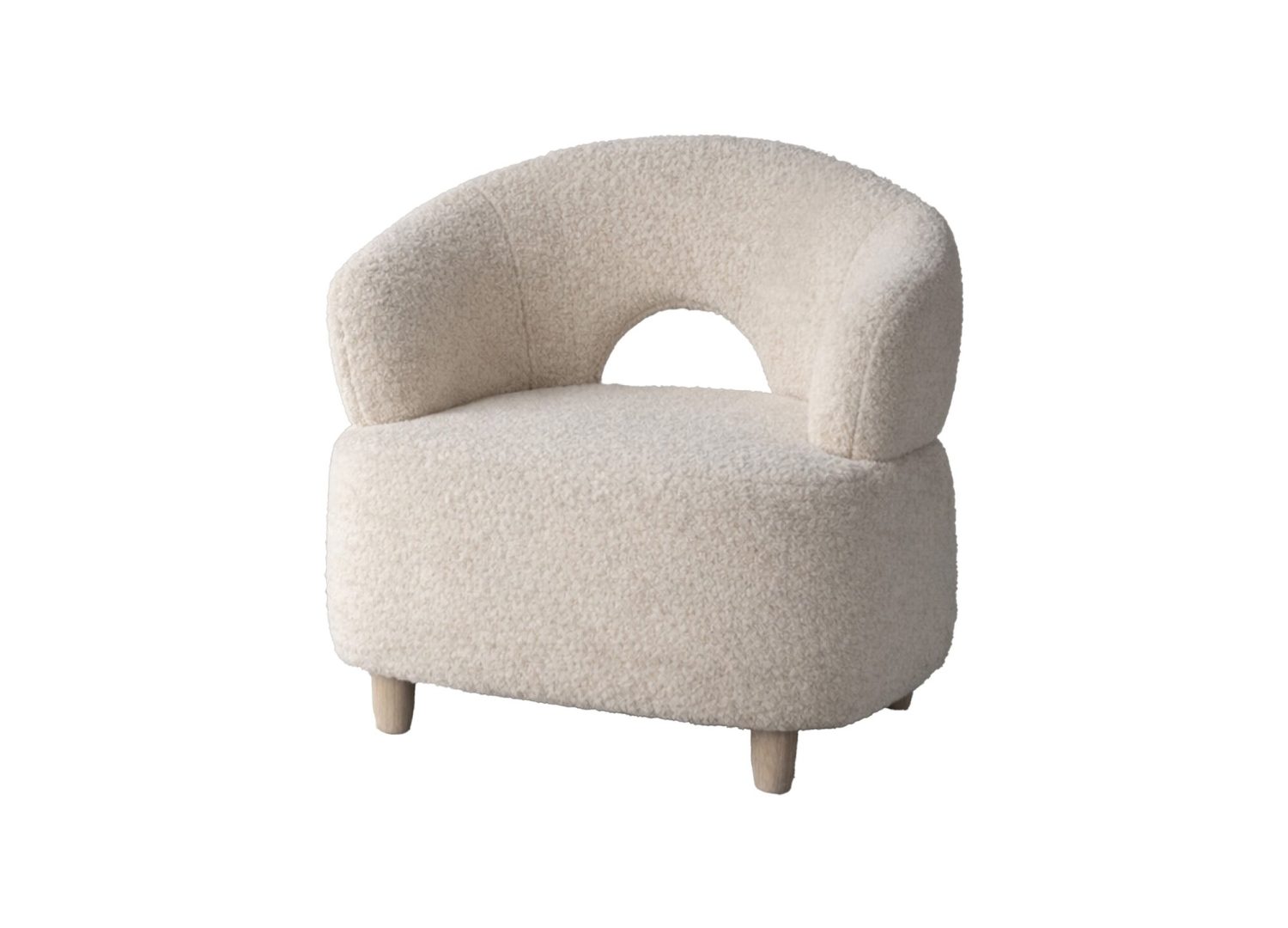 Fauteuil Moglas en tissu blanc vu sous un autre angle