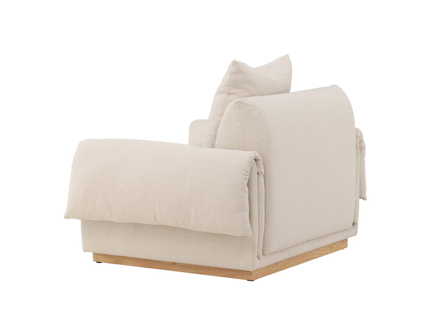 Fauteuil Mollösund en tissu effet lin beige vu sous un autre angle