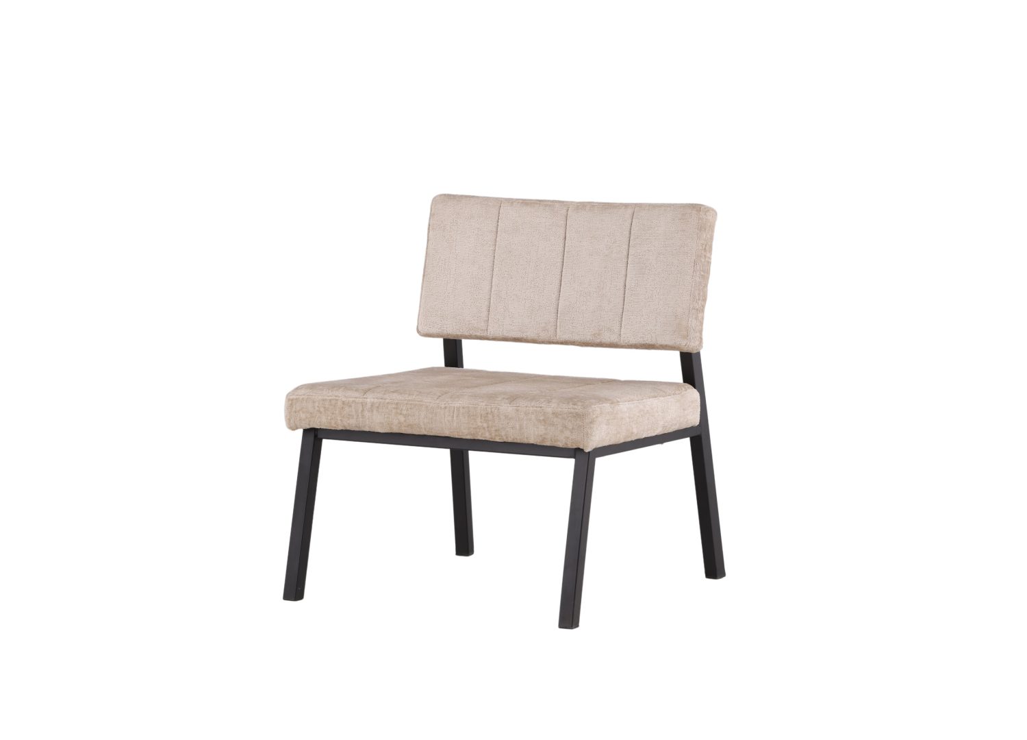 Fauteuil Monett en velours beige vu sous un autre angle