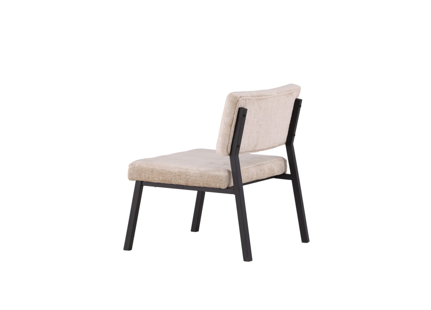 Fauteuil Monett en velours beige vu sous un autre angle