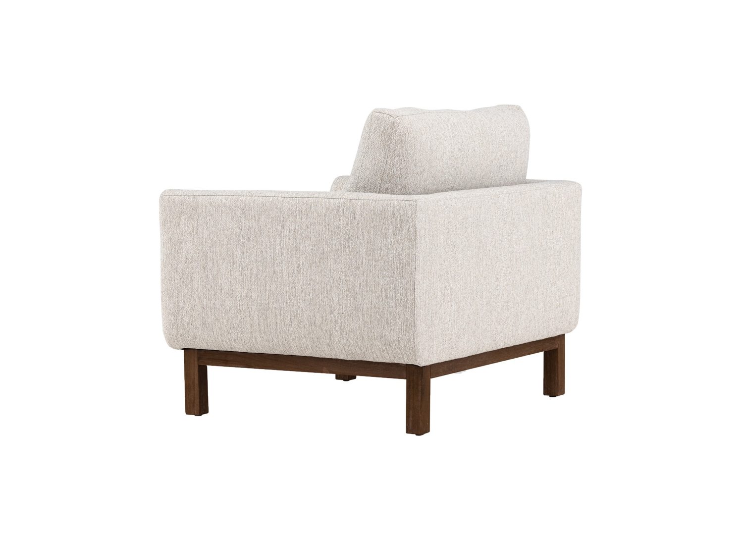 Fauteuil Olympos en tissu beige vu sous un autre angle