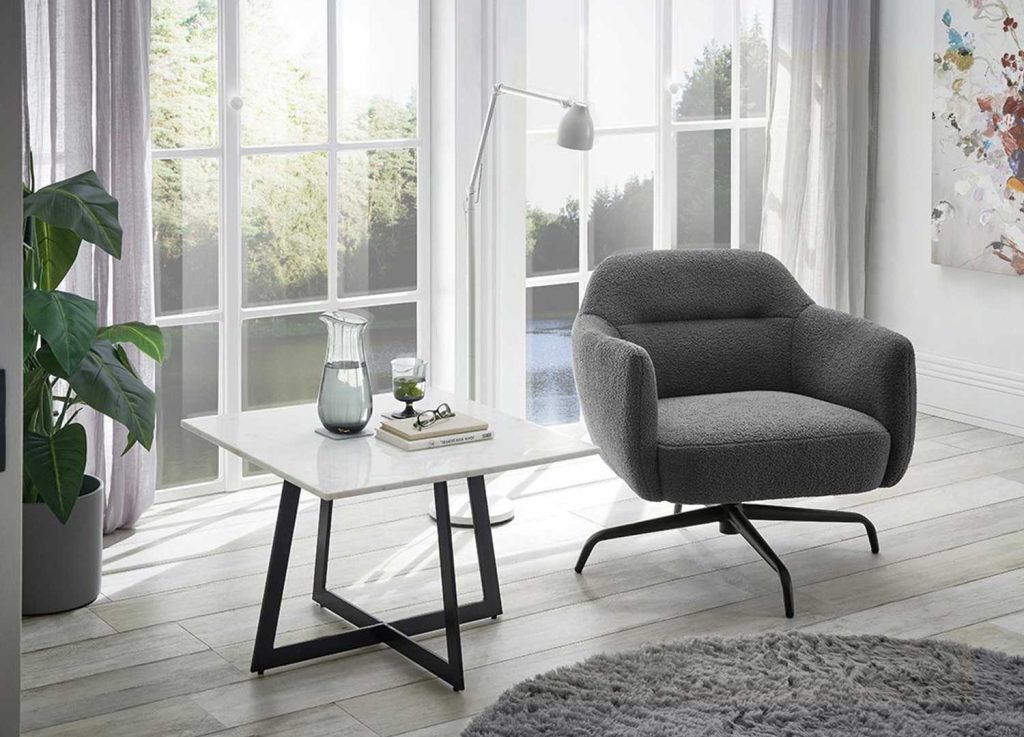Fauteuil pivotant anthracite et métal noir Tajo