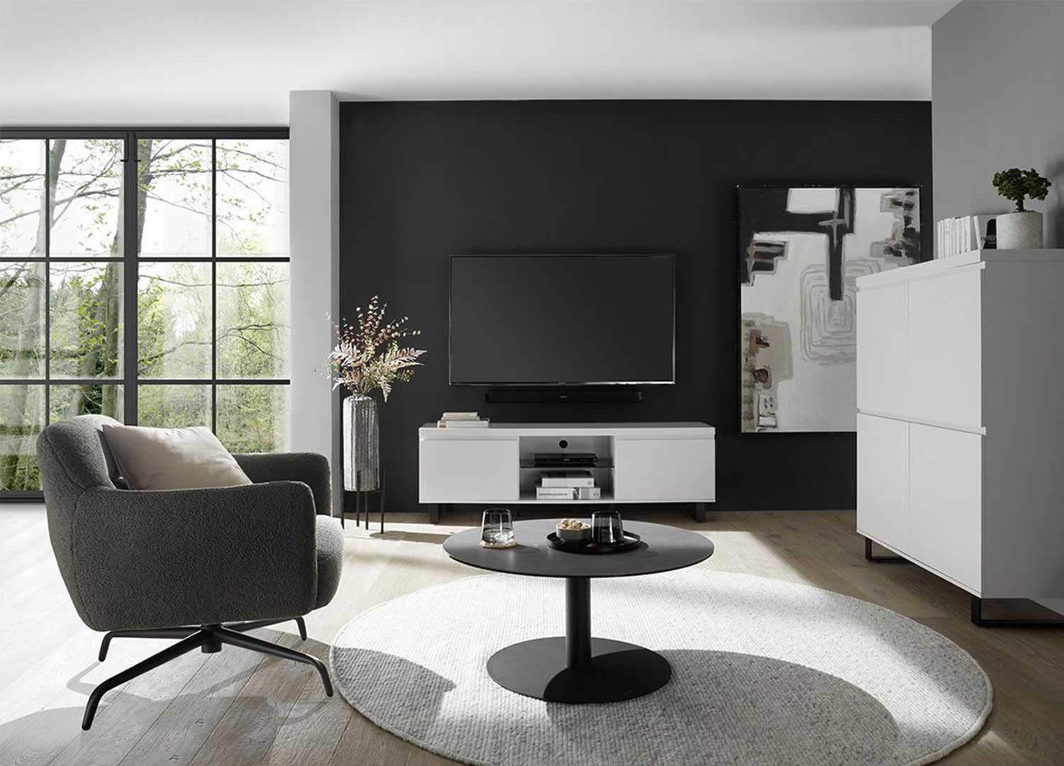Fauteuil pivotant anthracite et métal noir Tajo