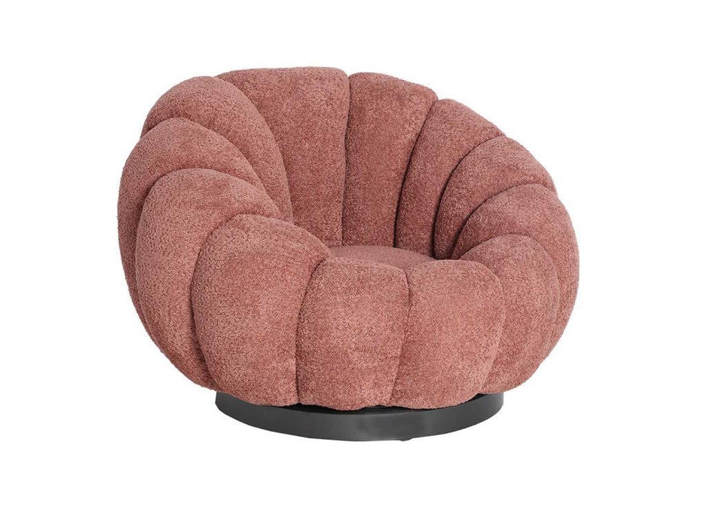 Fauteuil pivotant bouclé terracotta Amadeo