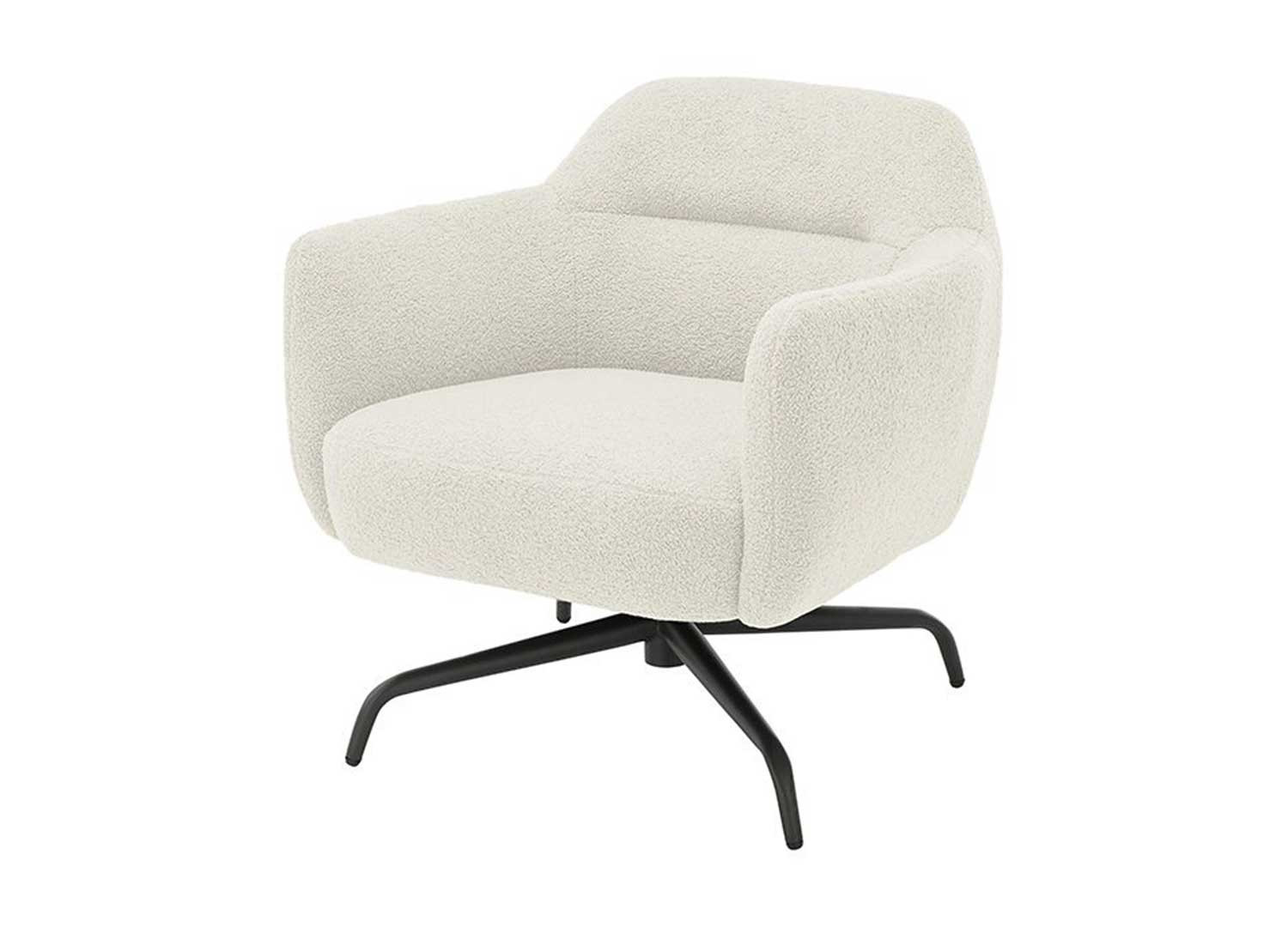 Fauteuil crème pivotant et métal noir Tajo