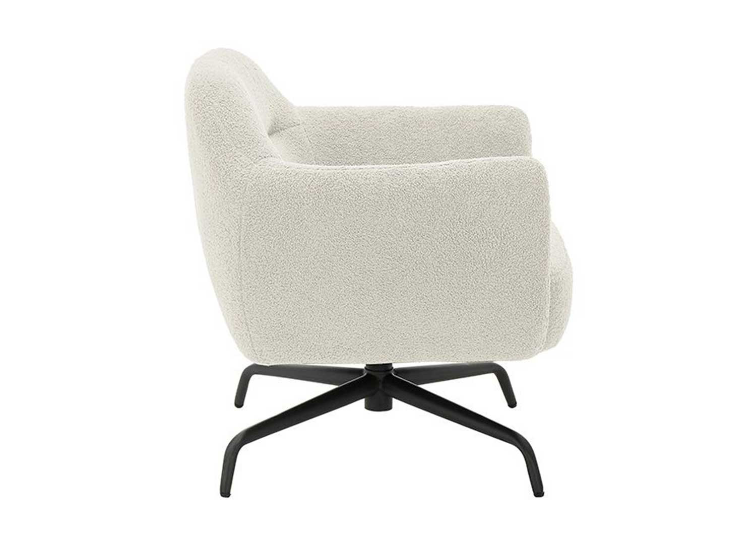 Fauteuil crème pivotant et métal noir Tajo