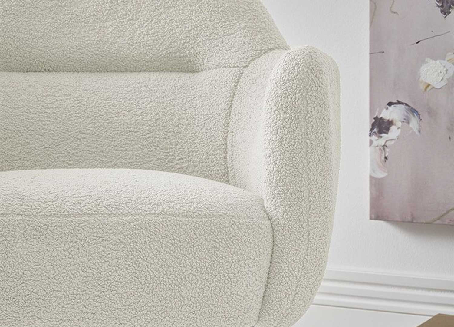 Fauteuil crème pivotant et métal noir Tajo