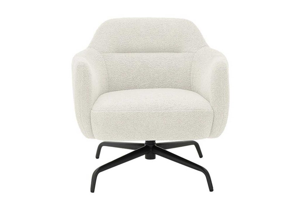 Fauteuil crème pivotant et métal noir Tajo