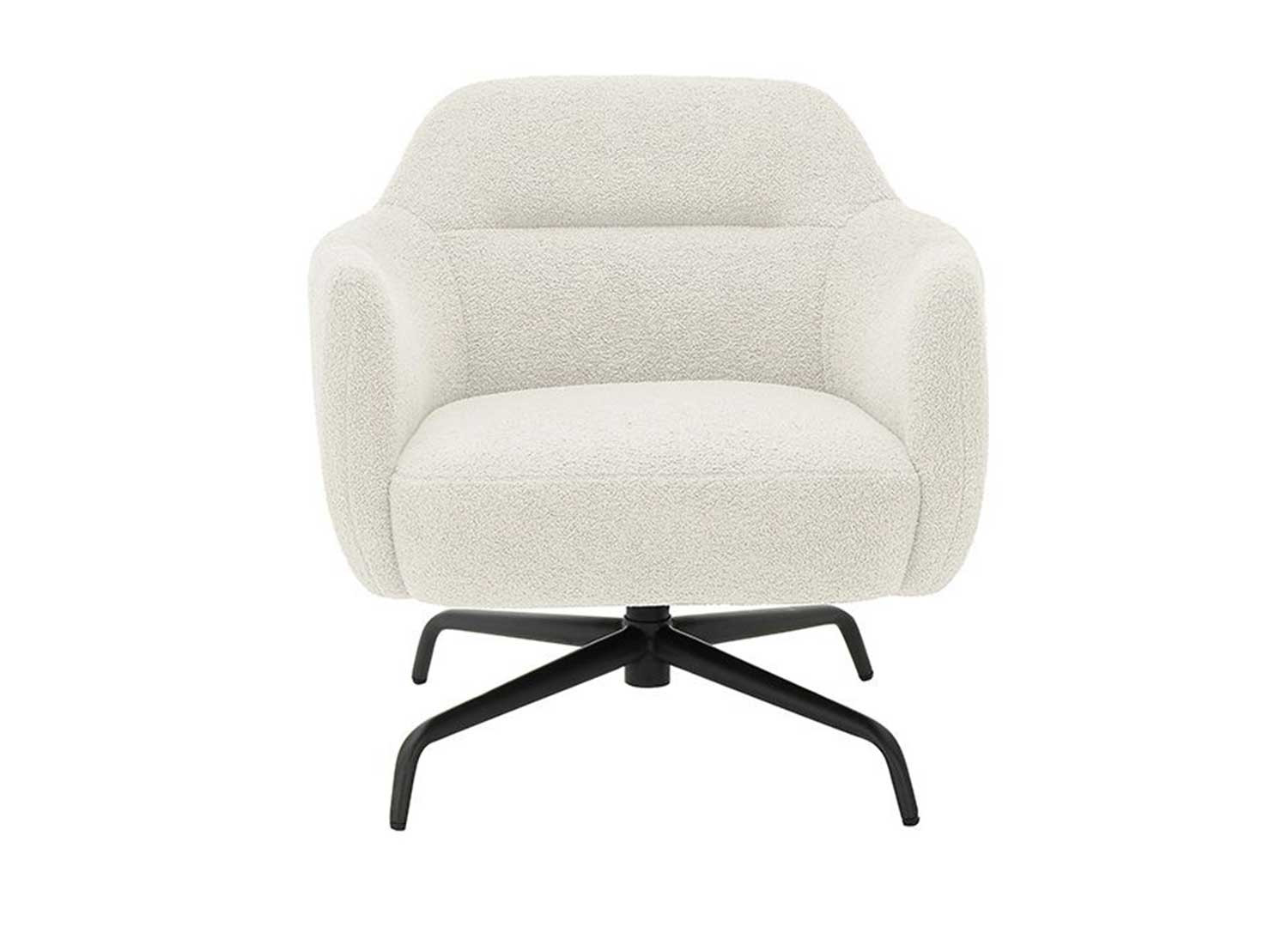 Fauteuil crème pivotant et métal noir Tajo