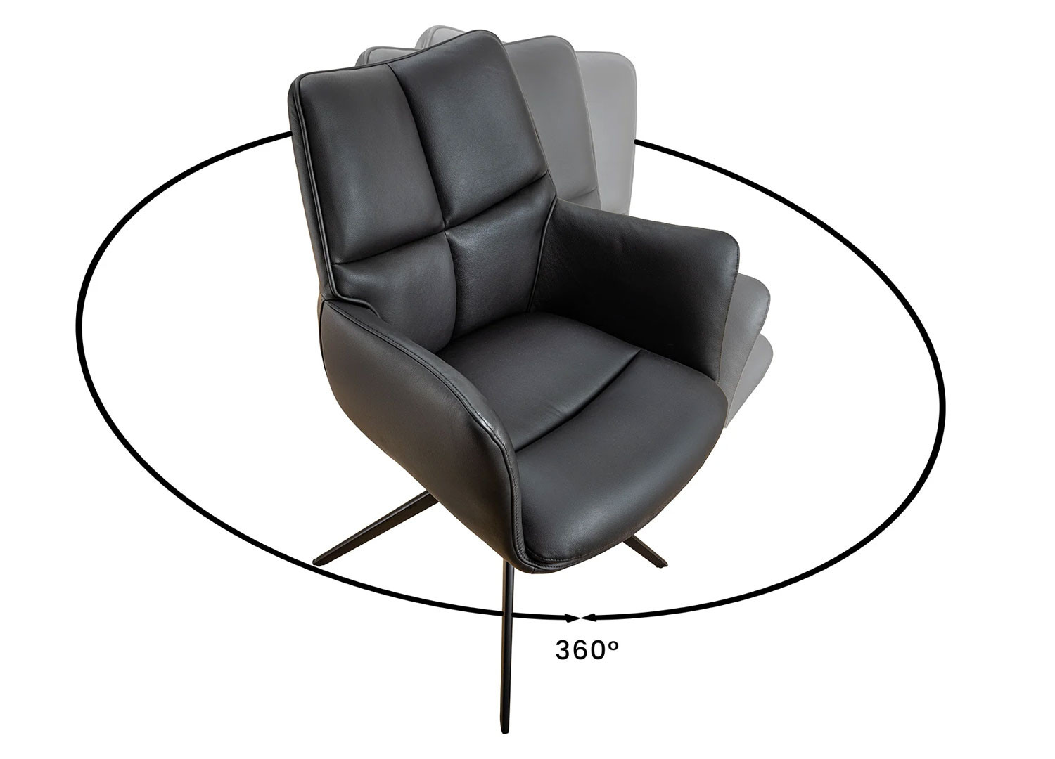 Fauteuil pivotant en cuir noir Vesper