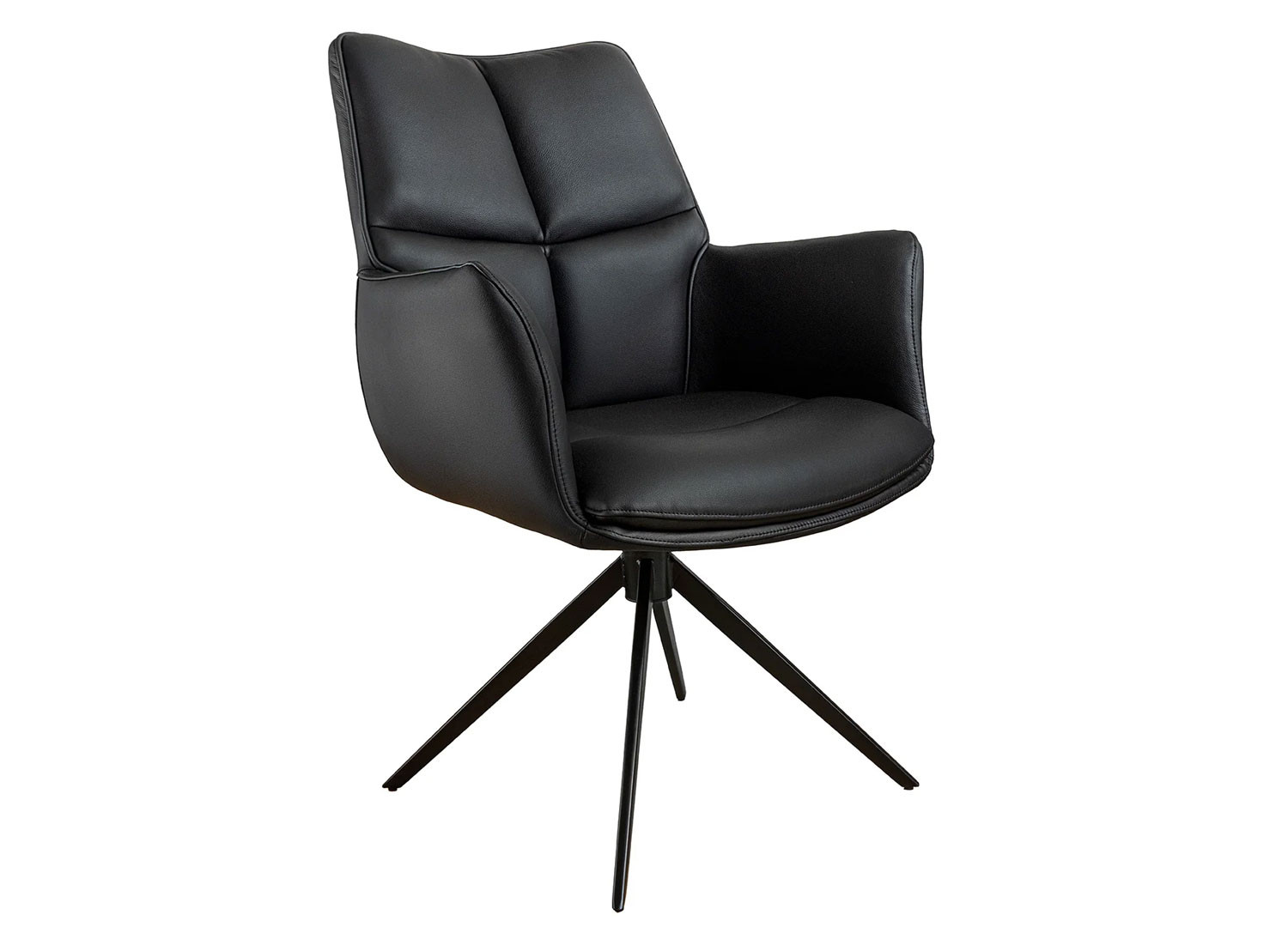 Fauteuil pivotant en cuir noir Vesper