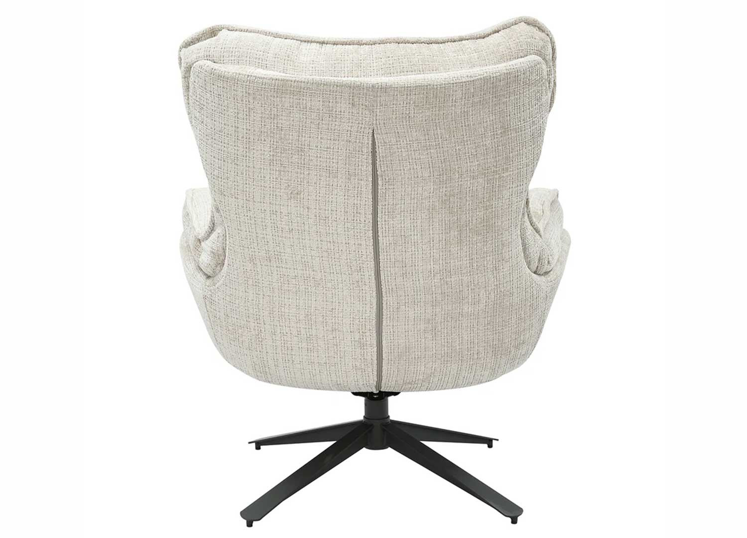 Fauteuil pivotant en tissu beige champagne et métal noir Logan