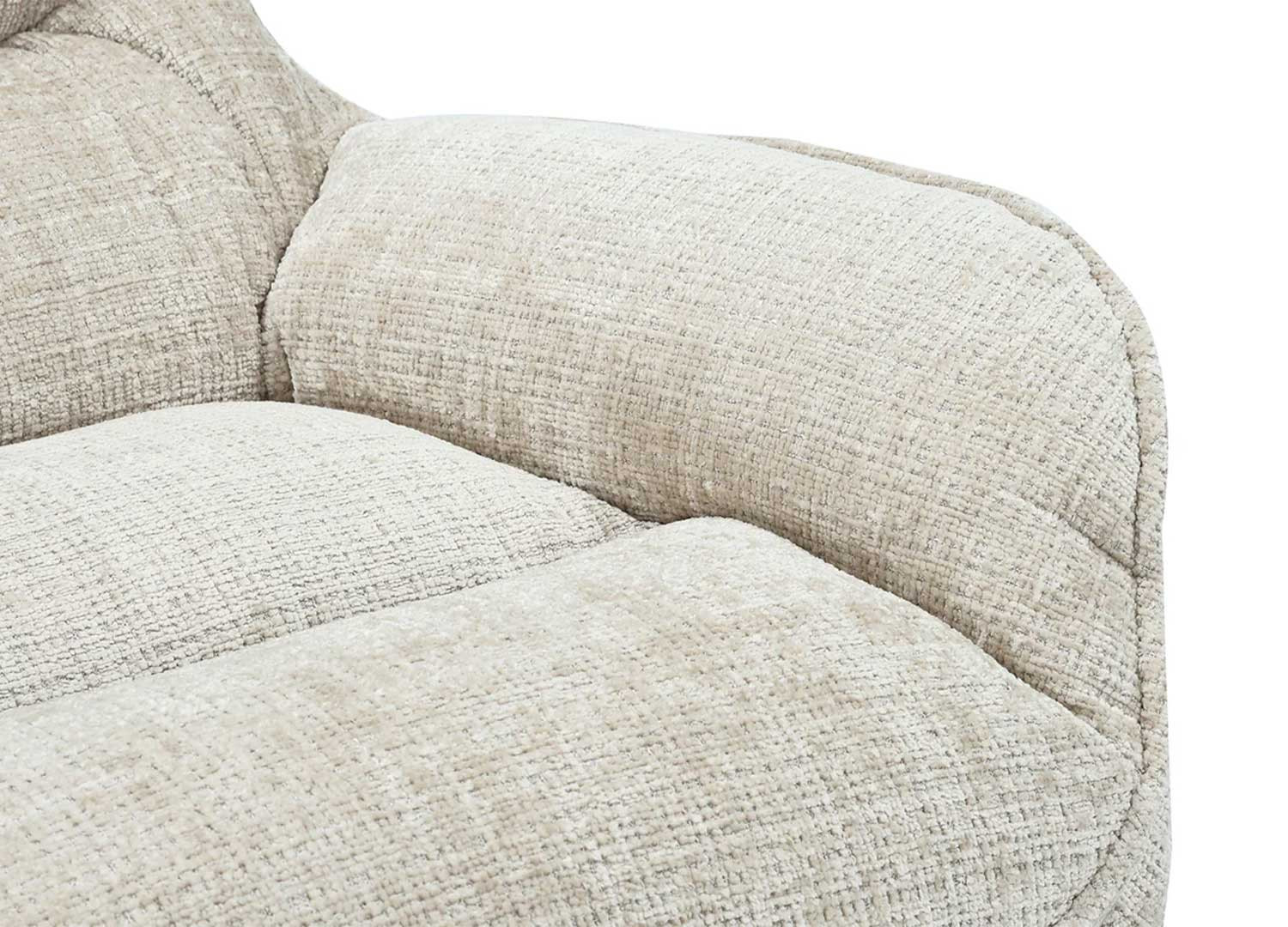 Fauteuil pivotant en tissu beige champagne et métal noir Logan