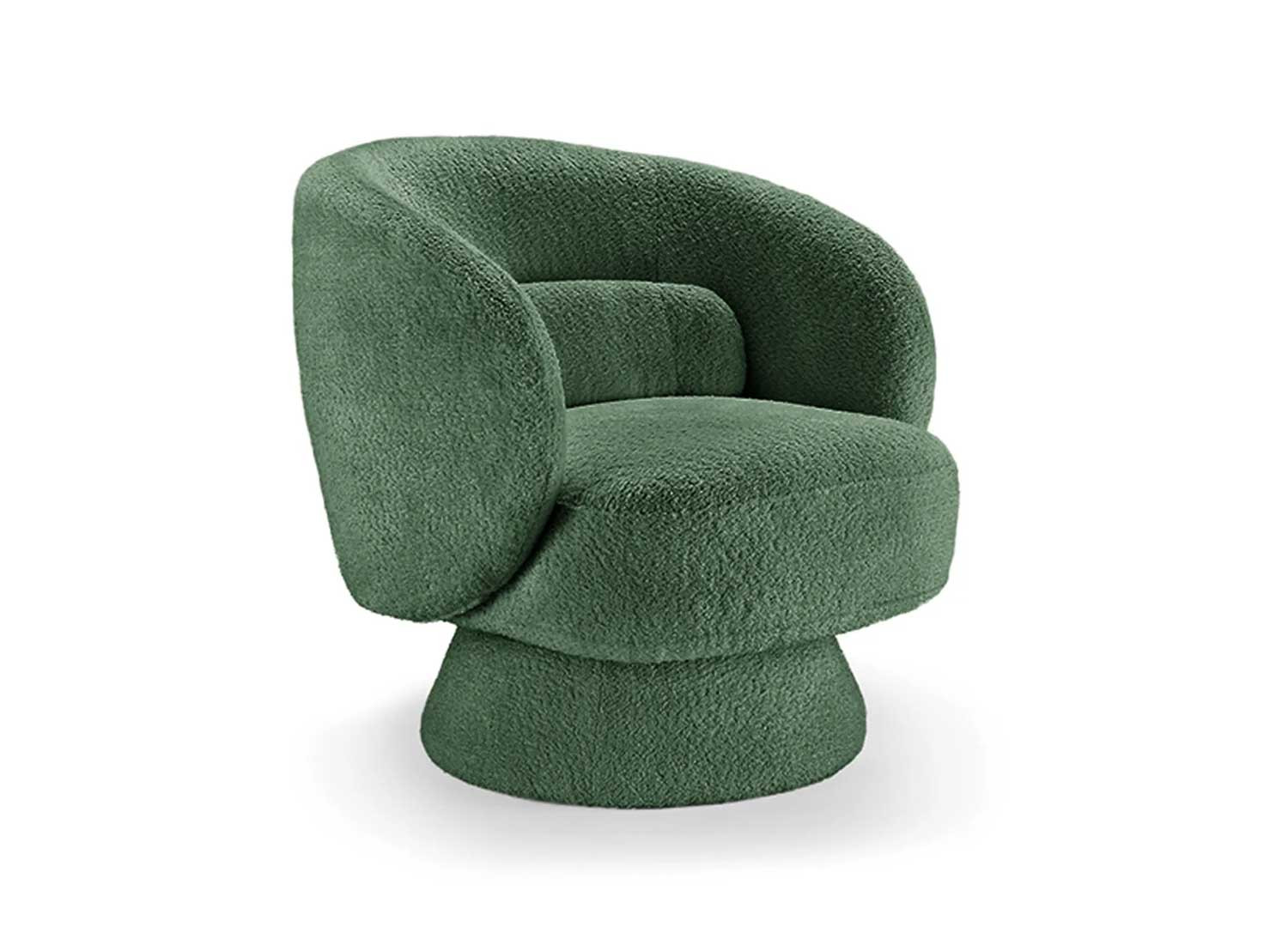 Fauteuil pivotant tissu bouclé vert Tirian