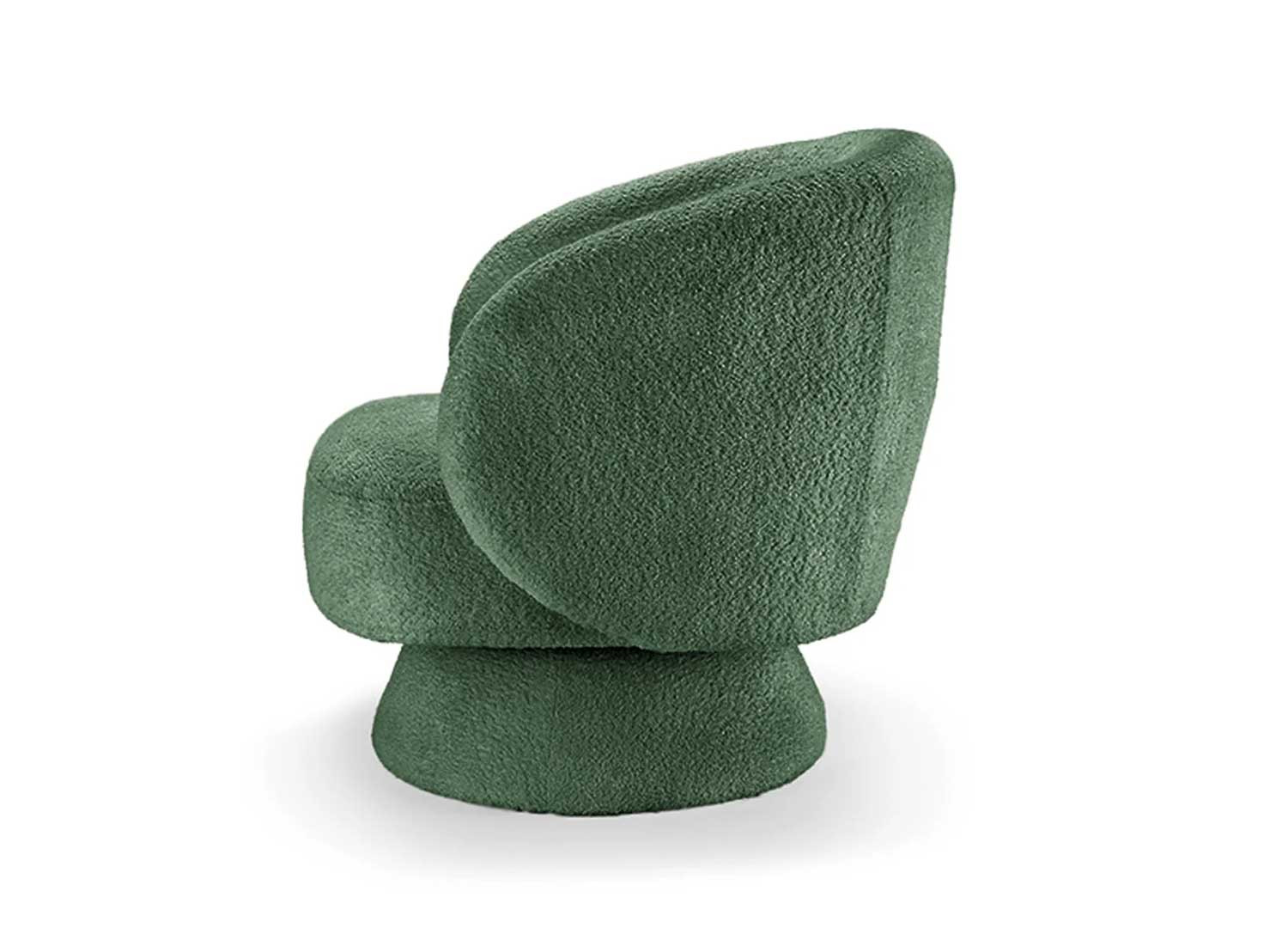 Fauteuil pivotant tissu bouclé vert Tirian