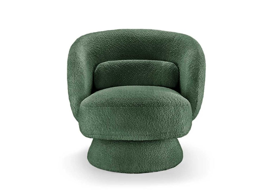 Fauteuil pivotant tissu bouclé vert Tirian