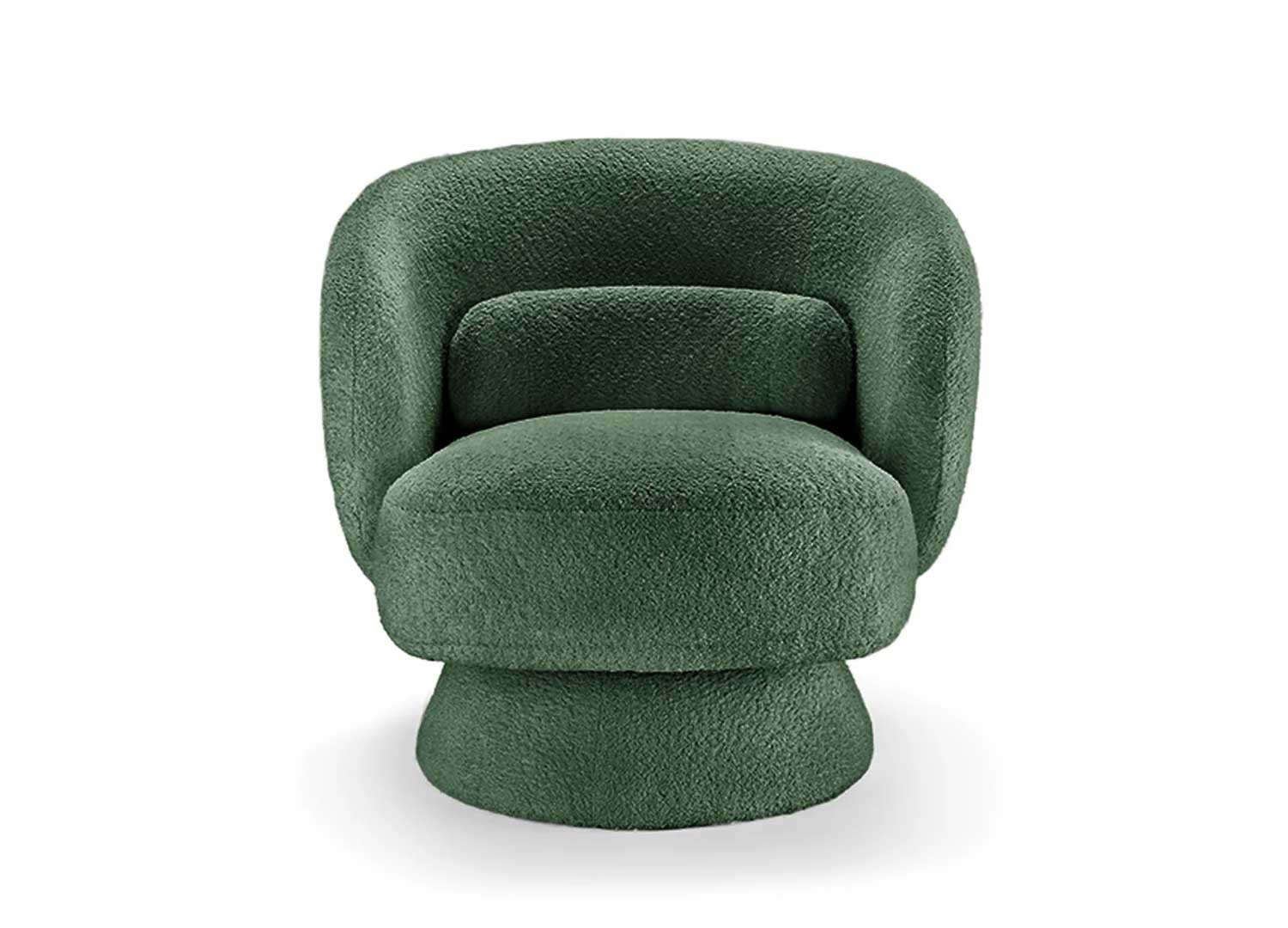 Fauteuil pivotant tissu bouclé vert Tirian