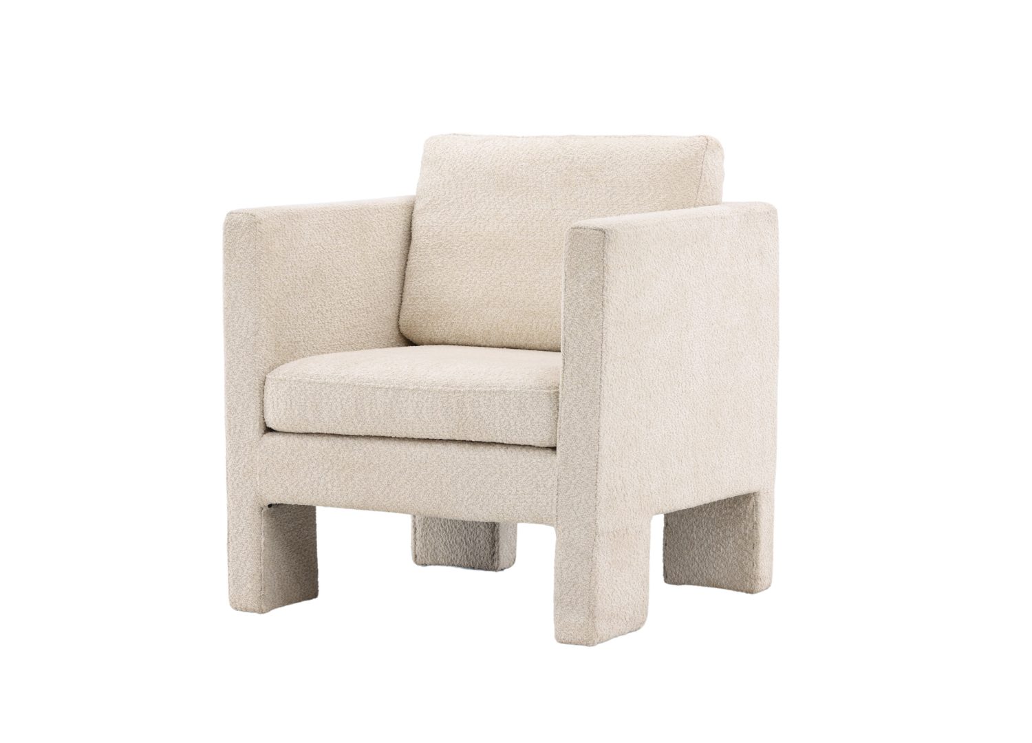 Fauteuil Ragusa en tissu blanc vu sous un autre angle
